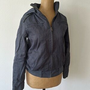 Hemp Hoodlamb XS zip front bomber jacket hemp w/silk lining, hooded, great cond